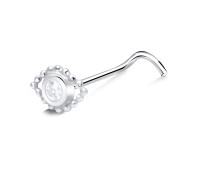 Evil Eye Silver Curved Nose Stud NSKB-1747